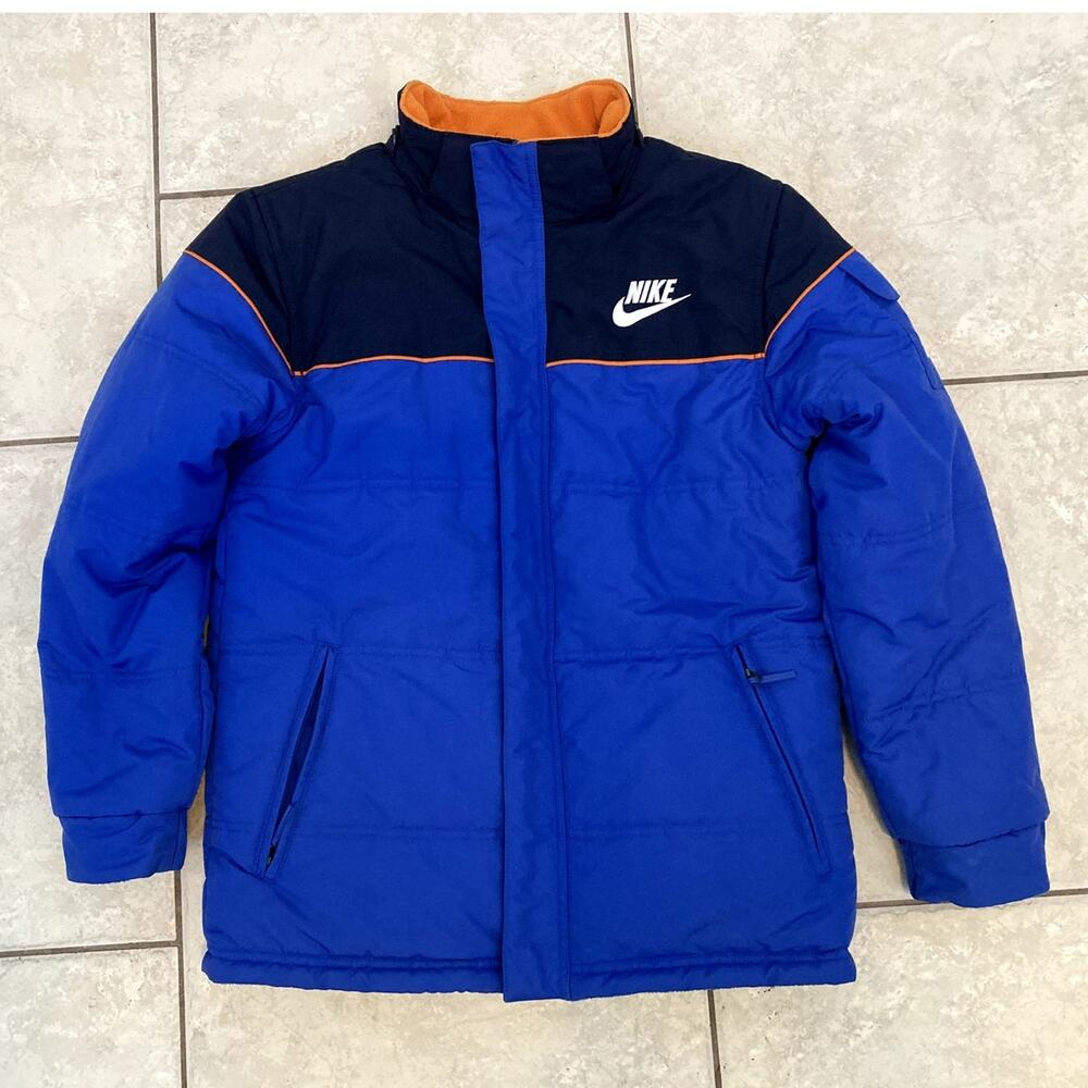 Nike Puffer Jacket Boys Youth Large 14-16 Reversible Ski Winter Coat Fleece